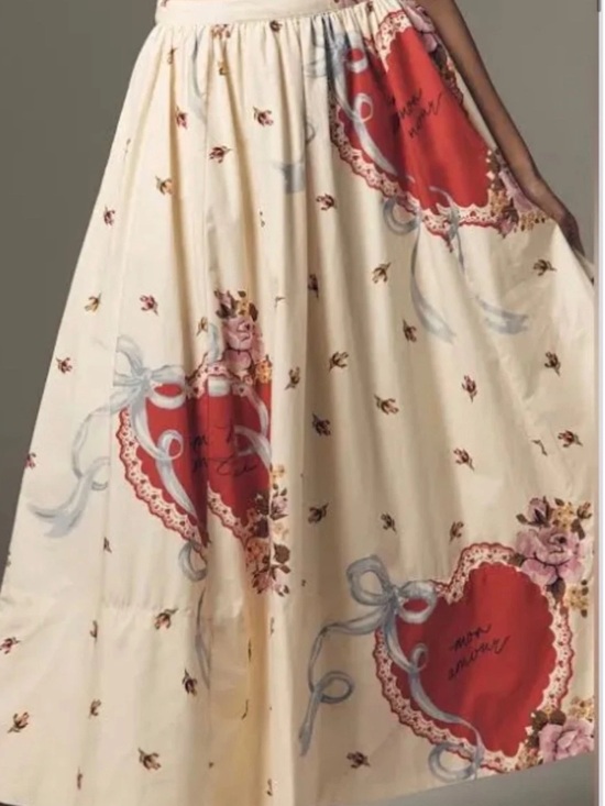 Maeve Dresses & Skirts - Maeve Jacie Maxi Skirt French Valentine 💕 Vintage Heart Motif HTF NWT 😍POCKETS😍